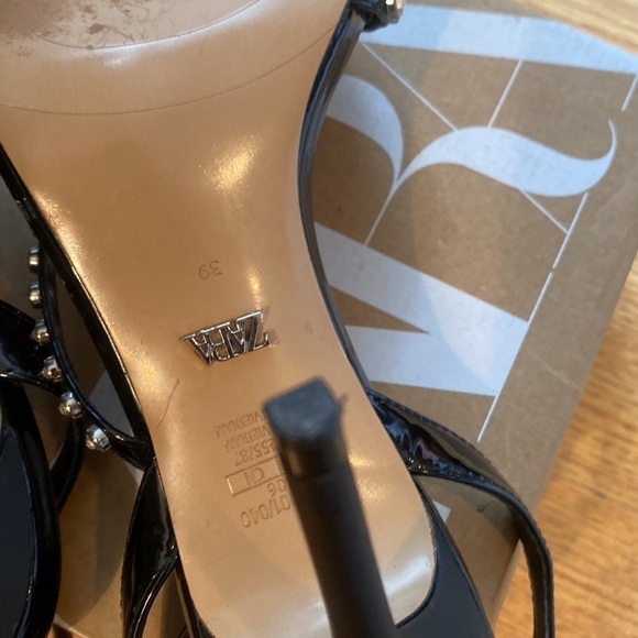 Zara  Woman vinyl and rhinestone sandal heels size 8/39 us.pvc and black - Picture 7 of 10